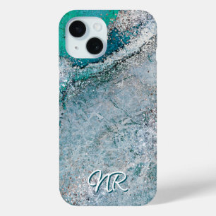Eleganter türkisfarbener Aquamarin-grüner Monogram Case-Mate iPhone Hülle