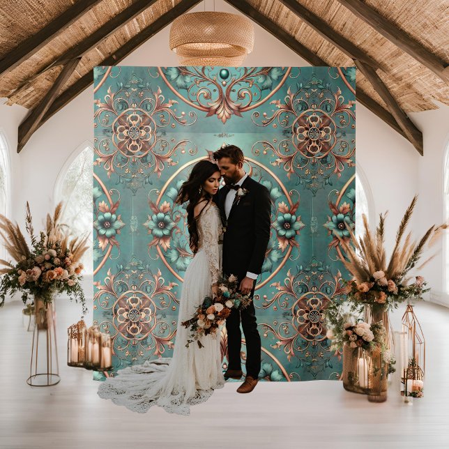 Eleganter türkisfarbener Kupferring Wandteppich (Von Creator hochgeladen)