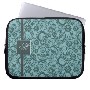 Eleganter türkisfarbener Laptop-Sieb mit Monogramm Laptopschutzhülle