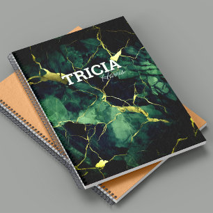 Eleganter türkisfarbener Marmor Imitate Gold Glitz Notizblock