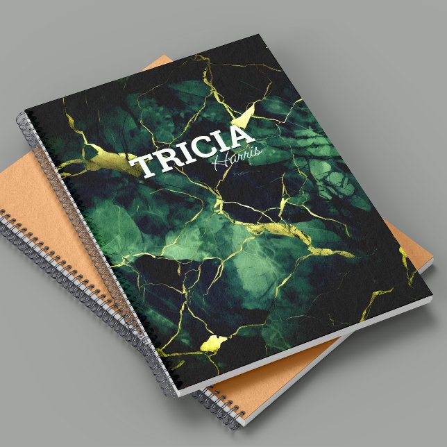 Eleganter türkisfarbener Marmor Imitate Gold Glitz Notizblock (Von Creator hochgeladen)