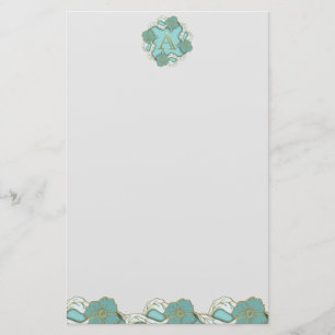 Eleganter, türkisfarbener Monogramm-Brief A Briefpapier