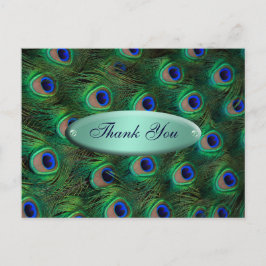 eleganter türkisfarbener Pfau Danke Postkarte