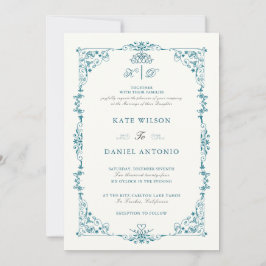 Eleganter türkisfarbener Rahmen für Hochzeitsfeier Einladung