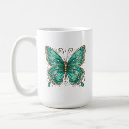 Eleganter türkisfarbener Schmetterling Grosser Kaffeetasse