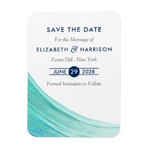 Eleganter türkisfarbener Tides Beach Save the Date Magnet