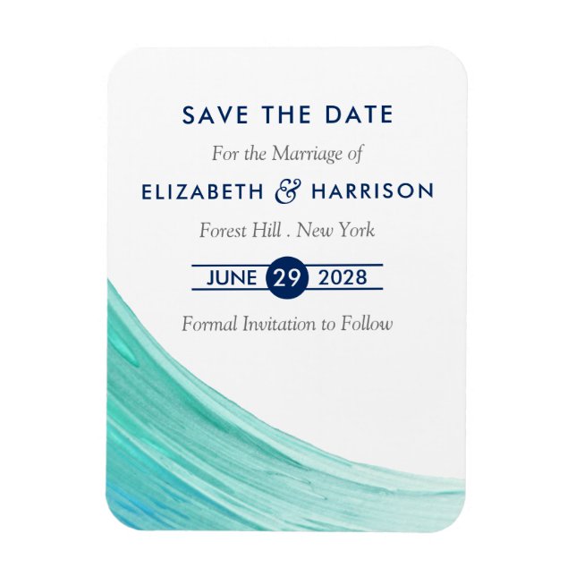 Eleganter türkisfarbener Tides Beach Save the Date Magnet (Vertikal)