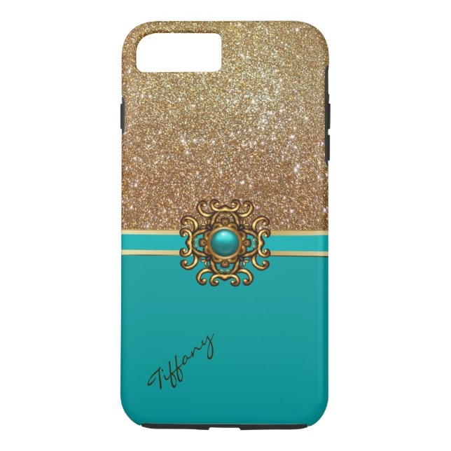 Eleganter Turquoise und Gold iPhone 7 Plus Fall Case-Mate iPhone Hülle (Rückseite)