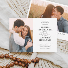 Eleganter Typ Schwarz-Weiß-Foto Hochzeit Save The Date