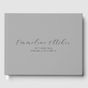 Eleganter Typ Script Serif Custom Gray Wedding Gästebuch