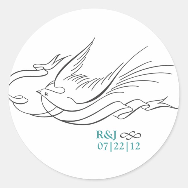 Eleganter Typ Wedding Monogram Sticker (Vorderseite)