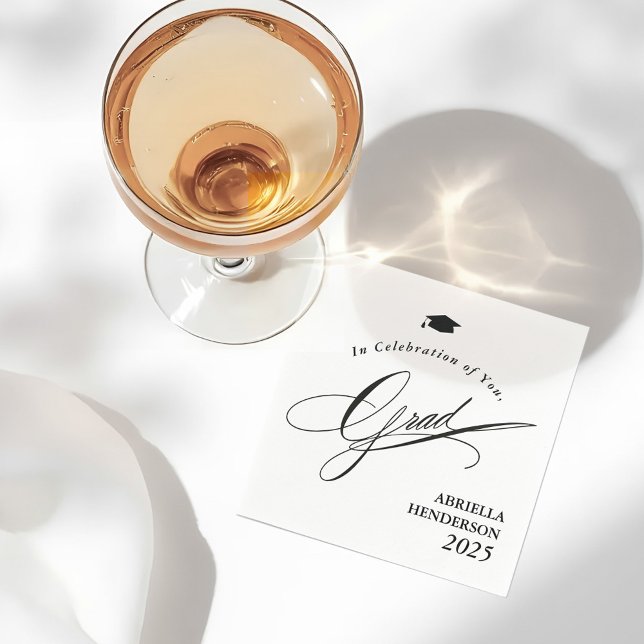 Eleganter Typografie-Abschluss individuell anpassb Serviette (Elegant Graduation PArty Cocktail Napkins)