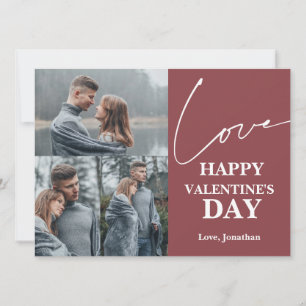 Eleganter Typografie Valentinstag Paar 3 Foto Feiertagskarte