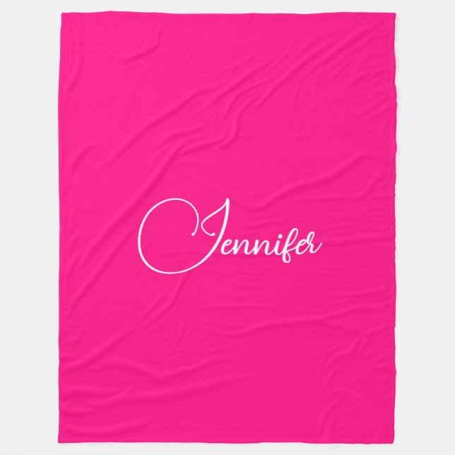 Eleganter Typografikskriptname Wow Pink Large Fleecedecke (Vorderseite)