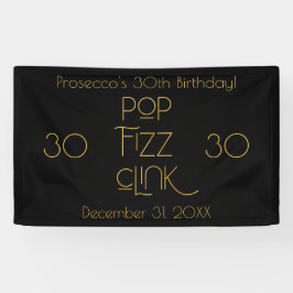 Eleganter Typografy Pop Fizz Clink Birthday Banner