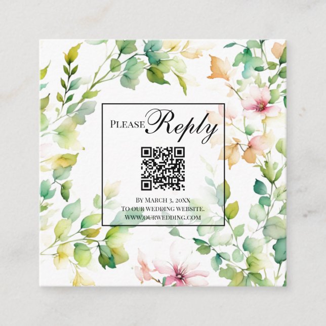 Eleganter UAWG QR-Code für Wildblume Begleitkarte (Vorderseite)