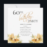 Eleganter Überraschungsgelbe Flora 60. Geburtstag Einladung<br><div class="desc">Eleganter Überraschungsgelbe Flora 60. Geburtstag</div>