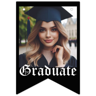 Eleganter und einfacher Black Graduate Foto Abschl Wimpelkette