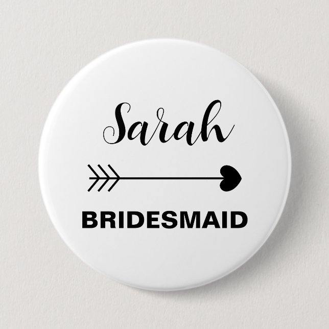 Eleganter und einfacher Individuelle Name Bridesma Button (Vorderseite)