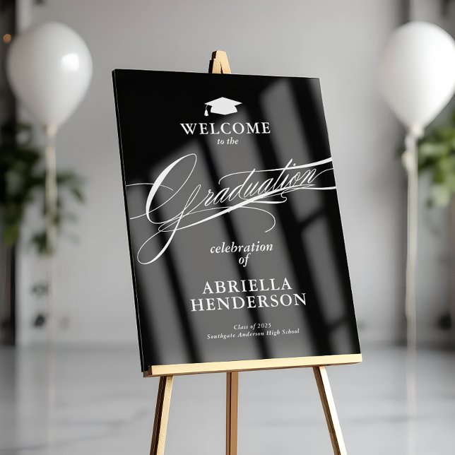 Eleganter und formaler Script-Abschluss Acrylschild (Elegant Acrylic Graduation Welcome Sign)