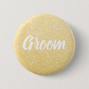 Eleganter und moderner Glitzer Bräutigam Hochzeit Button
