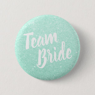 Eleganter und moderner Minzgrün-Glitzer-Teambrit Button