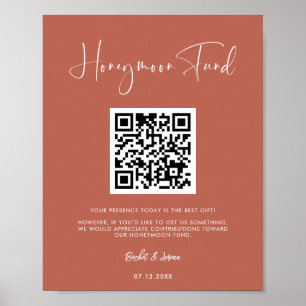 Eleganter und moderner Terracotta Honeymoon Fund Q Poster