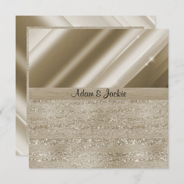 ELEGANTER UND MODERNER WEDING SPLIT BRONZE GOLD GL EINLADUNG (Vorne/Hinten)