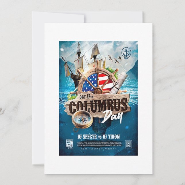 Eleganter und rustikaler Kolumbus-Tag Einladung (Vorderseite)