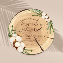 Eleganter und schicker rustikaler Hochzeitsholzsch Einladung