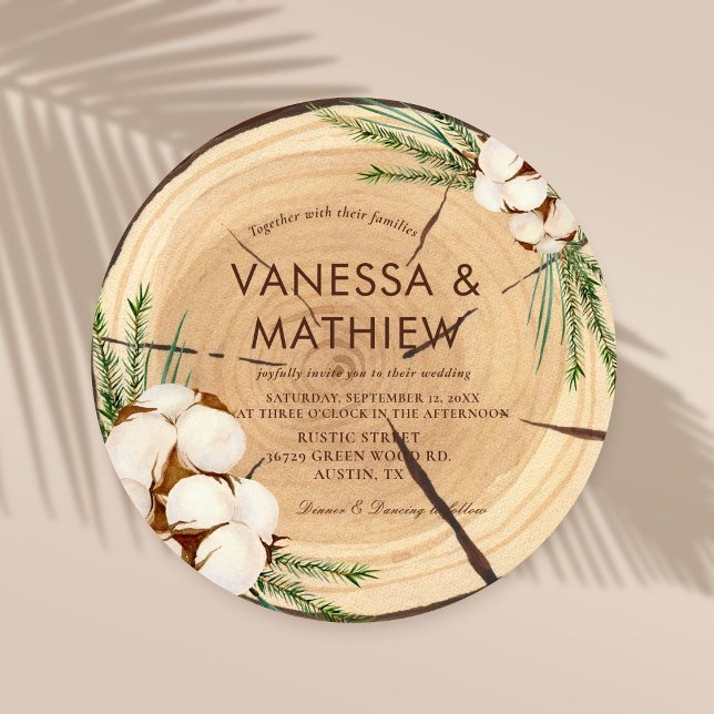 Eleganter und schicker rustikaler Hochzeitsholzsch Einladung (Von Creator hochgeladen)