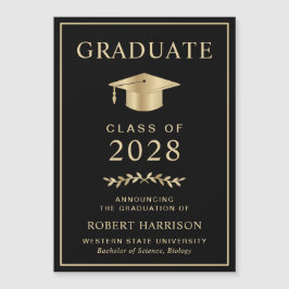 Eleganter Uni Black Gold Abschluss Magneteinladung