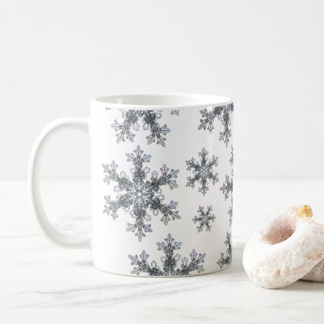 Eleganter Urlaub Schneeflocken Kaffeetasse (Mit Donut)