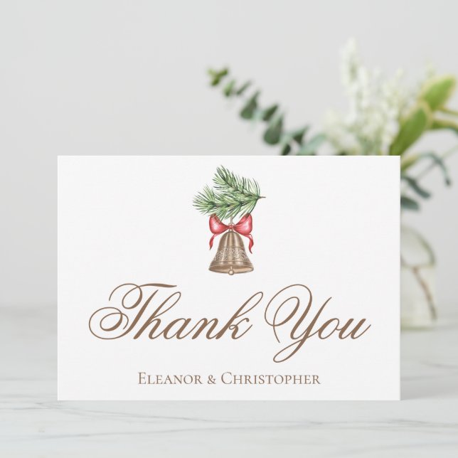 Eleganter Urlaub Weihnachts-Weihnachtsglocke Dankeskarte (Stehend Vorderseite)