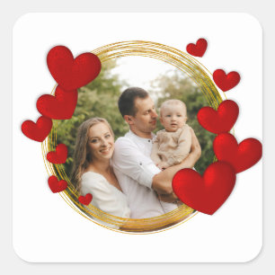 Eleganter Valentinstag, Liebe, Jahrestag rotes Her Quadratischer Aufkleber