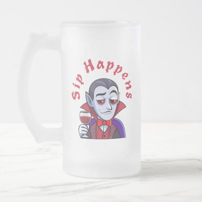 Eleganter Vampir – Schluck passiert Mattglas Bierglas (Links)