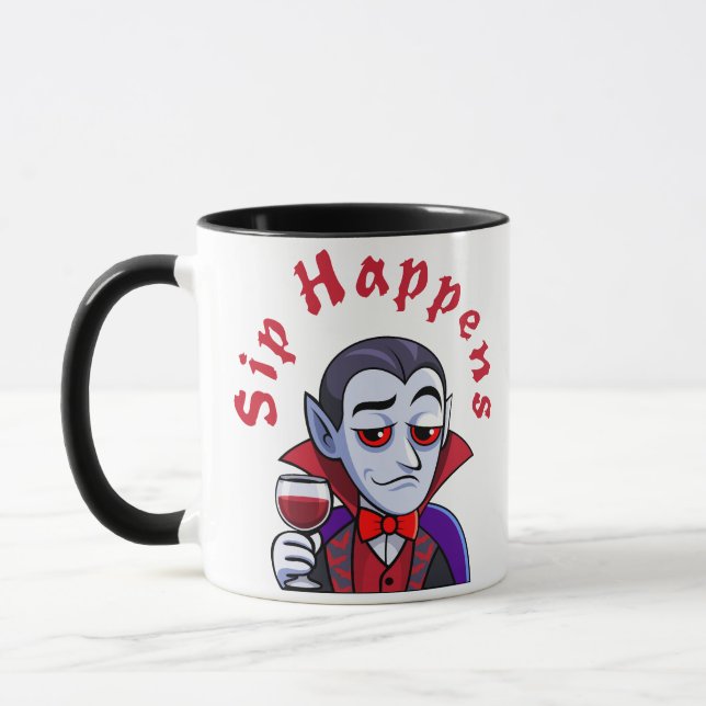 Eleganter Vampir – Schluck passiert Tasse (Links)