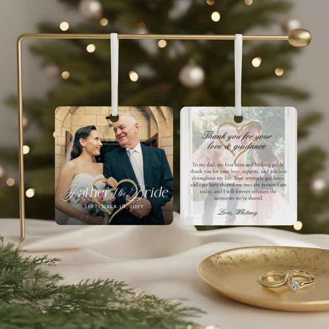 Eleganter Vater des Bride Foto Memory Keepake Ornament Aus Metall (Elegant Father of the Bride Photo Keepsake Metal Ornament)