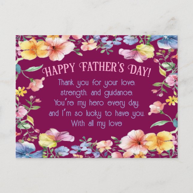 Eleganter Vatertag Postkarte mit floraler Dekorati (Vorderseite)
