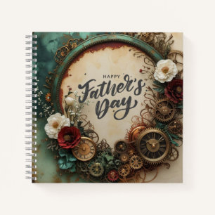 Eleganter Vatertag Steampunk- und Pflaumenflorale Notizbuch