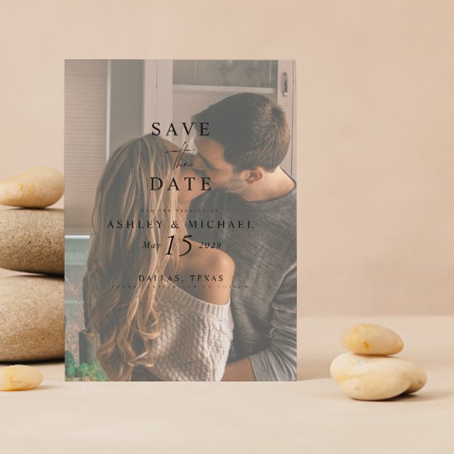 Eleganter Vellum Overlay Foto QR Code Save The Date (Set the Date! Elegant Wedding Save-the-Date 💌💍 [Personalize & Send])