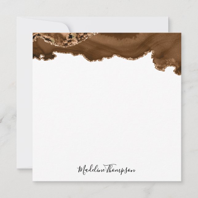 Eleganter Velvet Rust Gold Marble Agate Geode Squa Mitteilungskarte (Vorderseite)