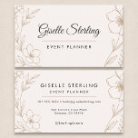 Eleganter Veranstaltungsplaner Botanischer Schwarz Visitenkarte<br><div class="desc">Ein raffiniertes Visitenkartendesign für Veranstaltungsplaner und Party-Stylist. Dieses Design mit sanftem Hintergrund und zarter botanischer Linienkunst verbindet fett schwarze Schrifttyp mit beruflichem Text für einen polierten und stilvollen Look. Ideal für Veranstaltungskoordinatoren,  Party-Planer,  Hochzeitsexperten und kreative Stylist,  die eine ausgeklügelte und moderne Markenidentität gewollt haben.</div>