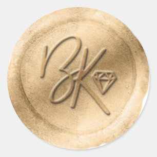 Eleganter, vergoldeter Wachs-Siegel-Aufkleber für Runder Aufkleber