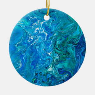 Eleganter verrückter Spitze-Achat 2 - blaues Aqua Keramik Ornament