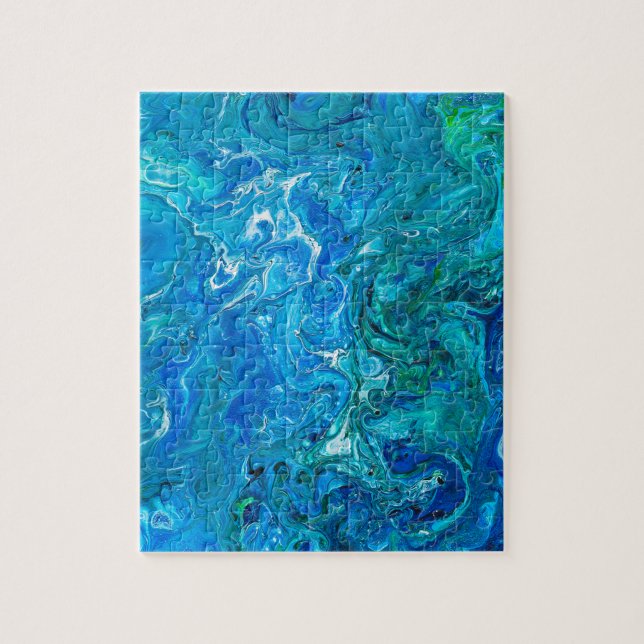 Eleganter verrückter Spitze-Achat 2 - blaues Aqua Puzzle (Vertikal)