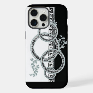 Eleganter Versace-Stil-Rand Silber-Grauer Barock F iPhone 15 Pro Max Hülle