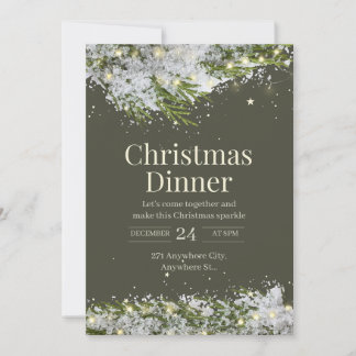 Eleganter verschneiter immergrüner Weihnachten Einladung
