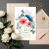 Eleganter verstaubter blauer rosa Gerbera-Goldrahm