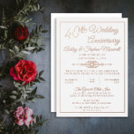 Eleganter Verzierter 40. Hochzeitstag Party Foil Folieneinladung<br><div class="desc">Einfach elegant auf weißem Hintergrund 40. Hochzeit Jubiläum Party-Design mit echter Rose Goldfolientext und Akzente. Originelles Design von Holiday Hearts Designs (Rechte vorbehalten).</div>